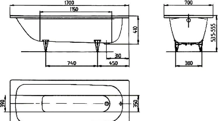 Kaldewei vanna Saniform Plus, 1500x700 mm, balta tērauda ##