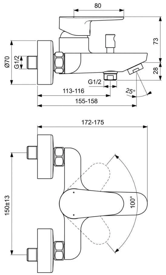 Vonios maišytuvas Ideal Standard, Cerafine O