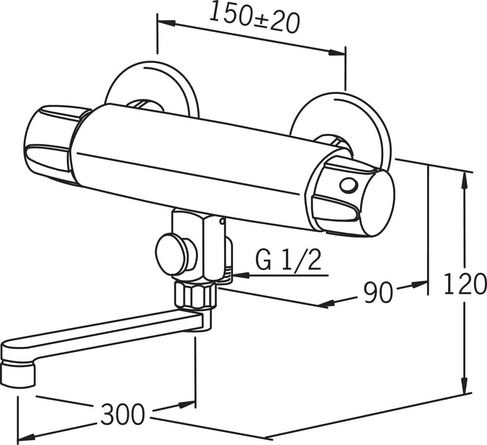 Oras Maišytuvas von/duš 30cm su termostatu Nova 7446X