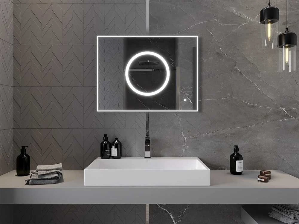 Vonios veidrodis Mexen Koga su LED apšvietimu ir šildymo kilimėliu, 80 x 60 cm