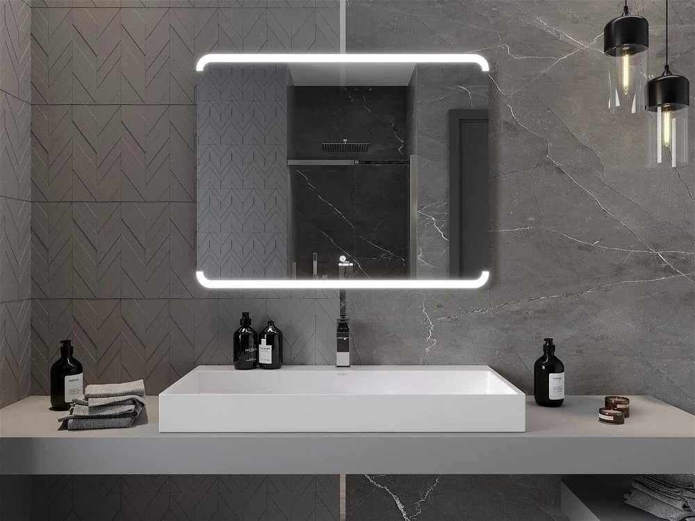 Vonios veidrodis Mexen Nida su LED apšvietimu ir šildymo kilimėliu, 100 x 80 cm