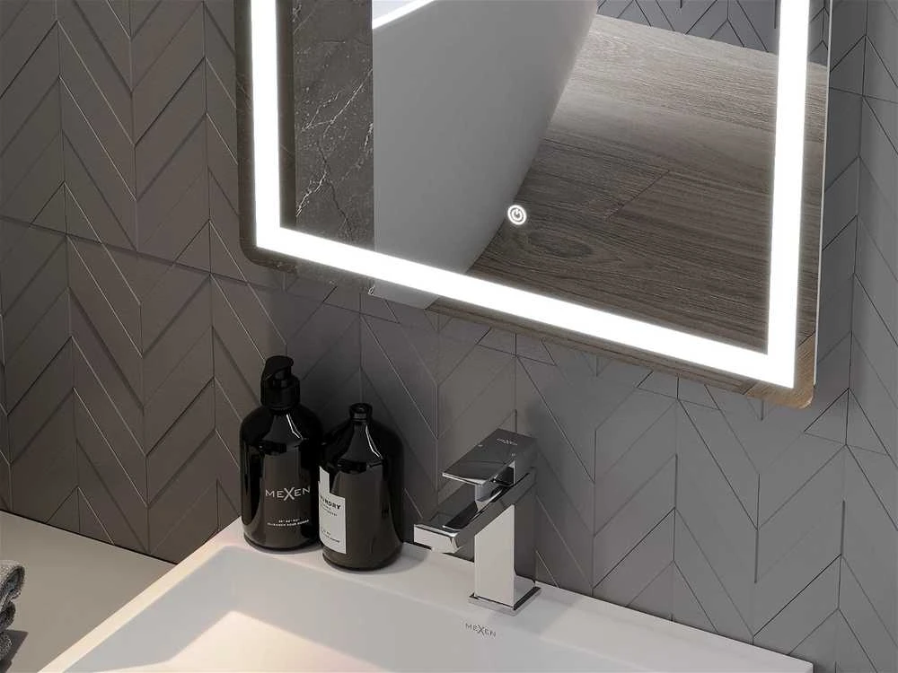 Vonios veidrodis Mexen Onyx su LED apšvietimu ir šildymo kilimėliu, 60 x 80 cm