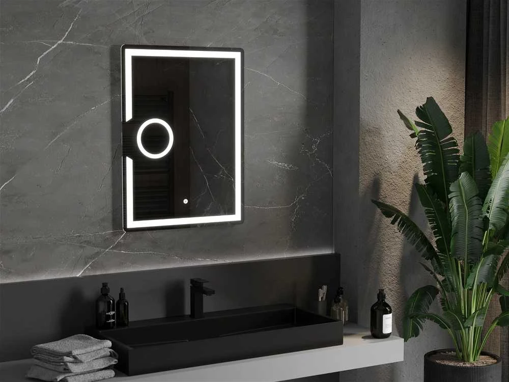 Vonios veidrodis Mexen Onyx su LED apšvietimu ir šildymo kilimėliu, 60 x 80 cm