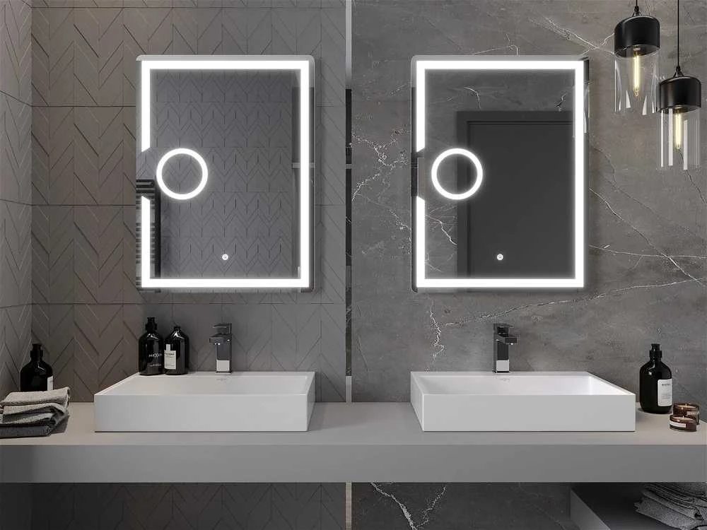 Vonios veidrodis Mexen Onyx su LED apšvietimu ir šildymo kilimėliu, 60 x 80 cm