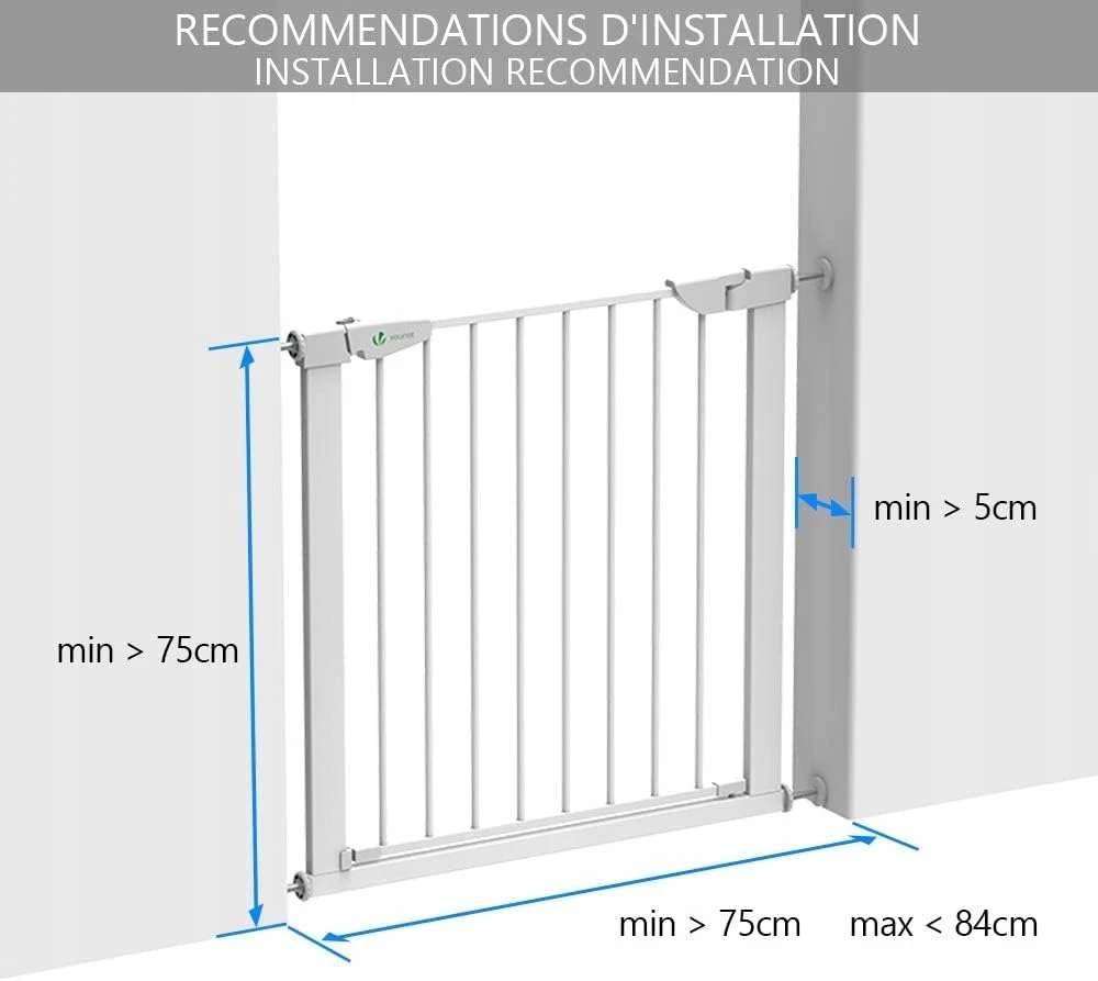Vounot APSAUGINIS LAIPTŲ turėklas 76-84 CM Baltas BE GRĖŽIMO, AUTOMATINIS