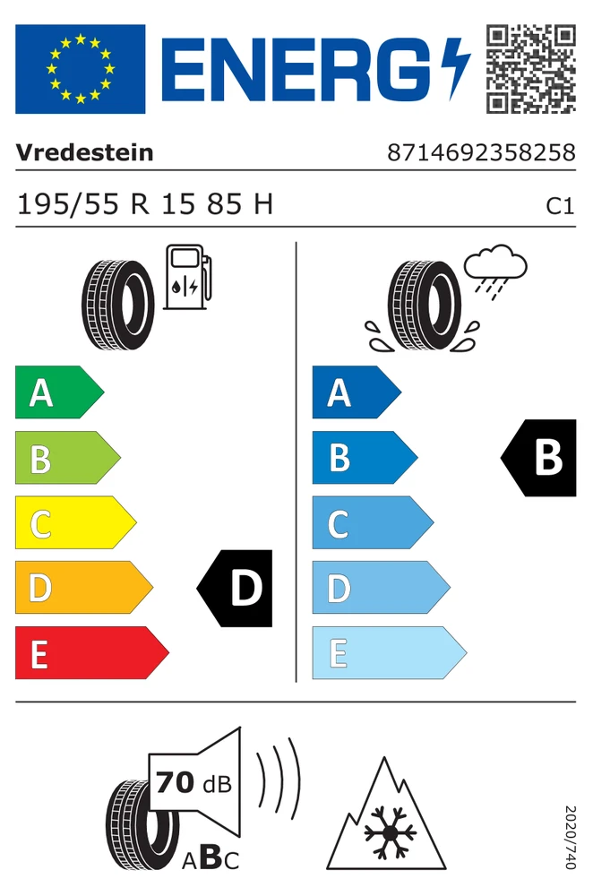 195/55R15 VREDESTEIN QUATRAC 85H