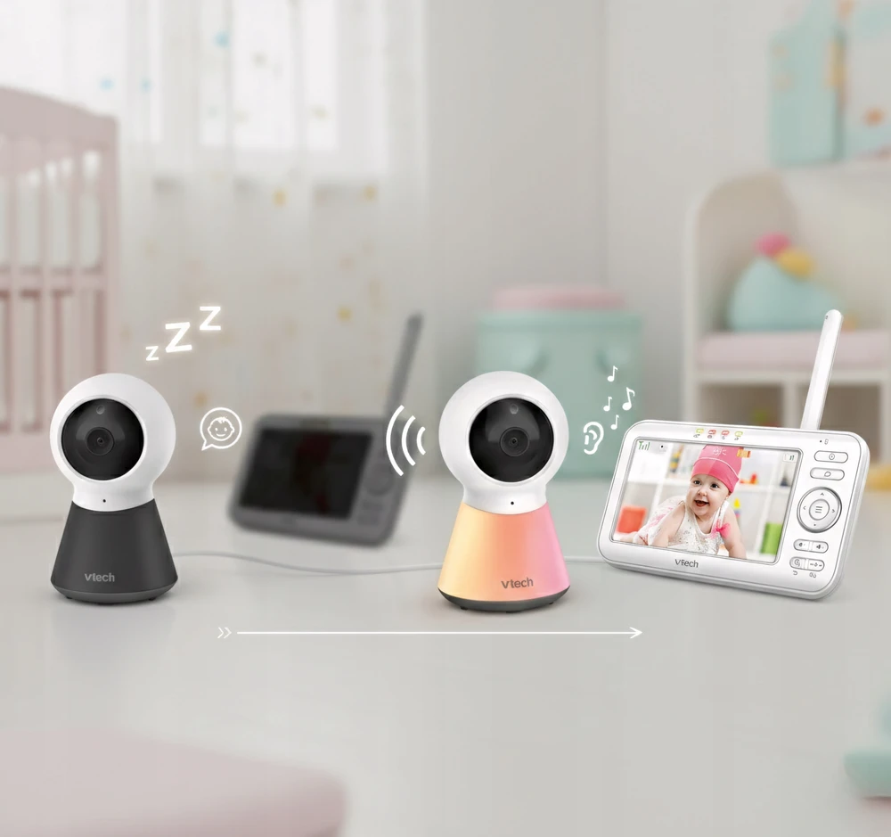 VTech VM5254 elektroninis kūdikių monitoriaus skystųjų kristalų ekranas, 5 colių naktinė lempa