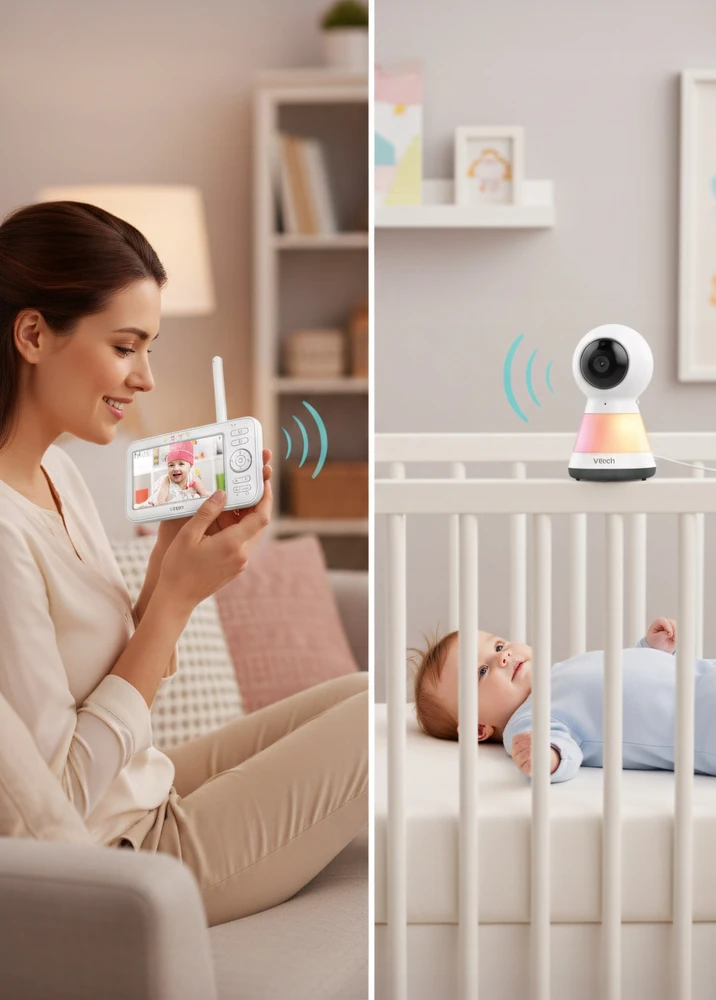 VTech VM5254 elektroninis kūdikių monitoriaus skystųjų kristalų ekranas, 5 colių naktinė lempa