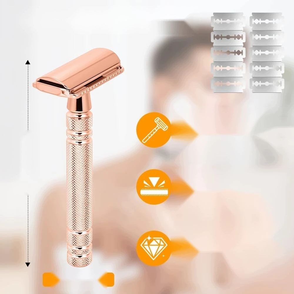 VYRIŠKAS KLASIKINIS SKUTIMOSI SKUTIMAS NERŪDIJANČIO PLIENO ROSE GOLD 10 peilių