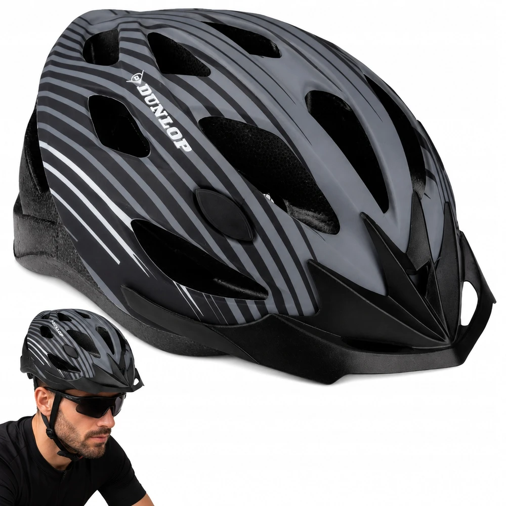 Vyriškas moteriškas MTB dviračio šalmas, reguliuojamas Dunlop pilkas dydis L 58-61 CM