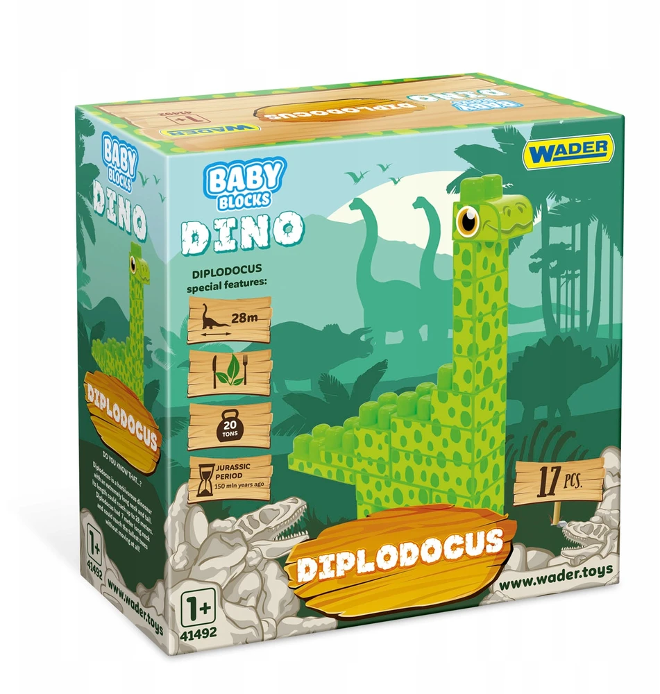 Wader Baby Blocks Dino diplodocus kaladėlės 41493