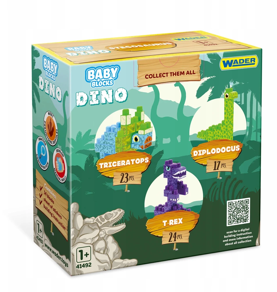 Wader Baby Blocks Dino diplodocus kaladėlės 41493