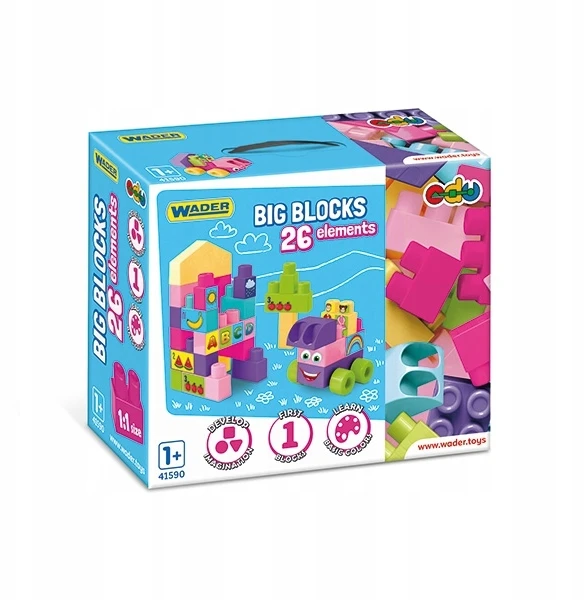 „Wader Big Blocks“ kaladėlės 26 vnt. rožinė 41590 amžius 12m+ vienerių metų