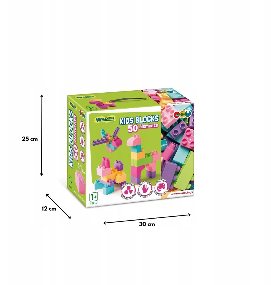 Wader Kids Blocks kaladėlės 50 vnt. rožinė 41297