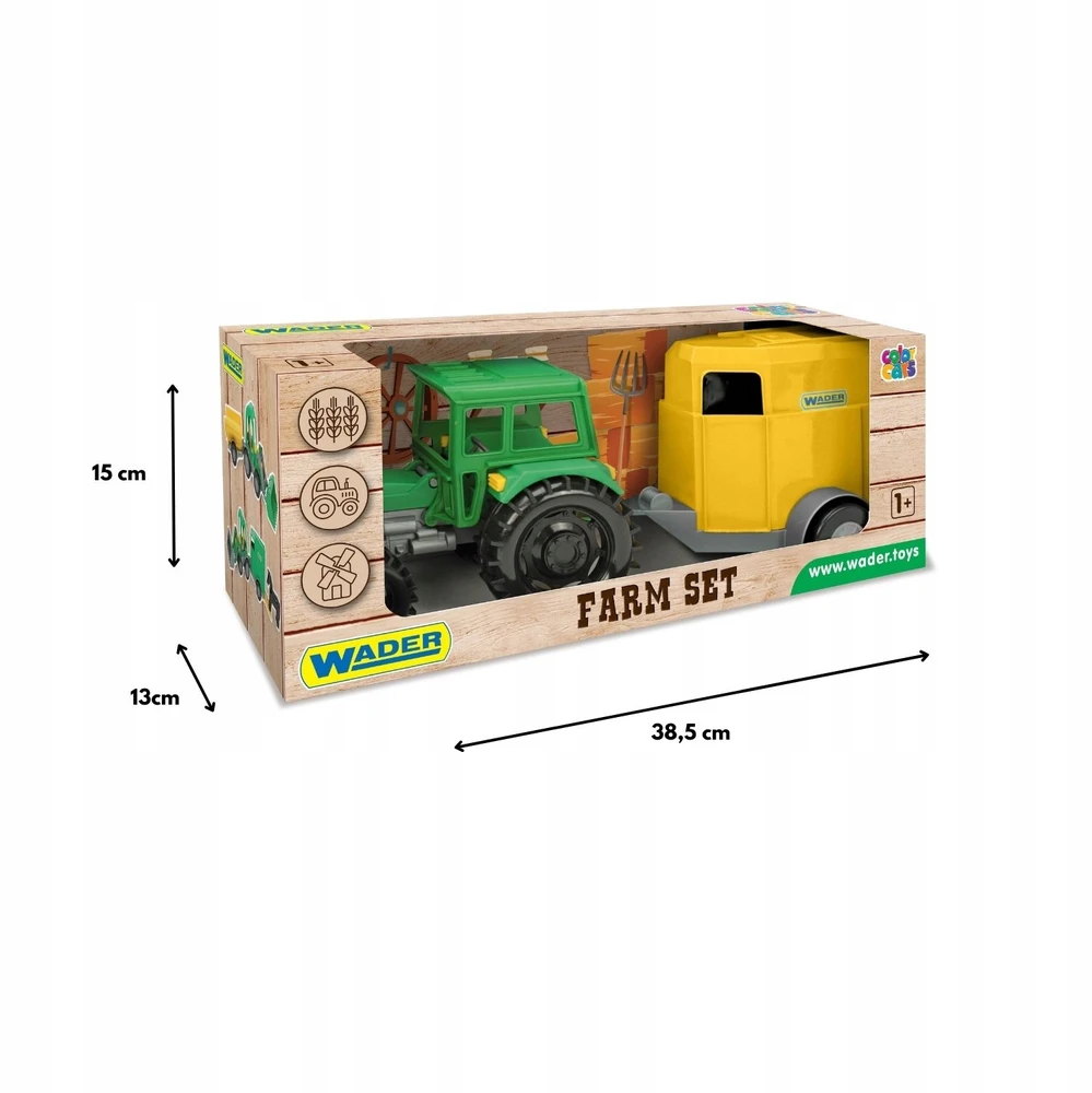 WADER 35020 Traktorius Farmer su priekaba kartoninėje dėžėje