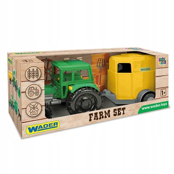 WADER 35020 Traktorius Farmer su priekaba kartoninėje dėžėje