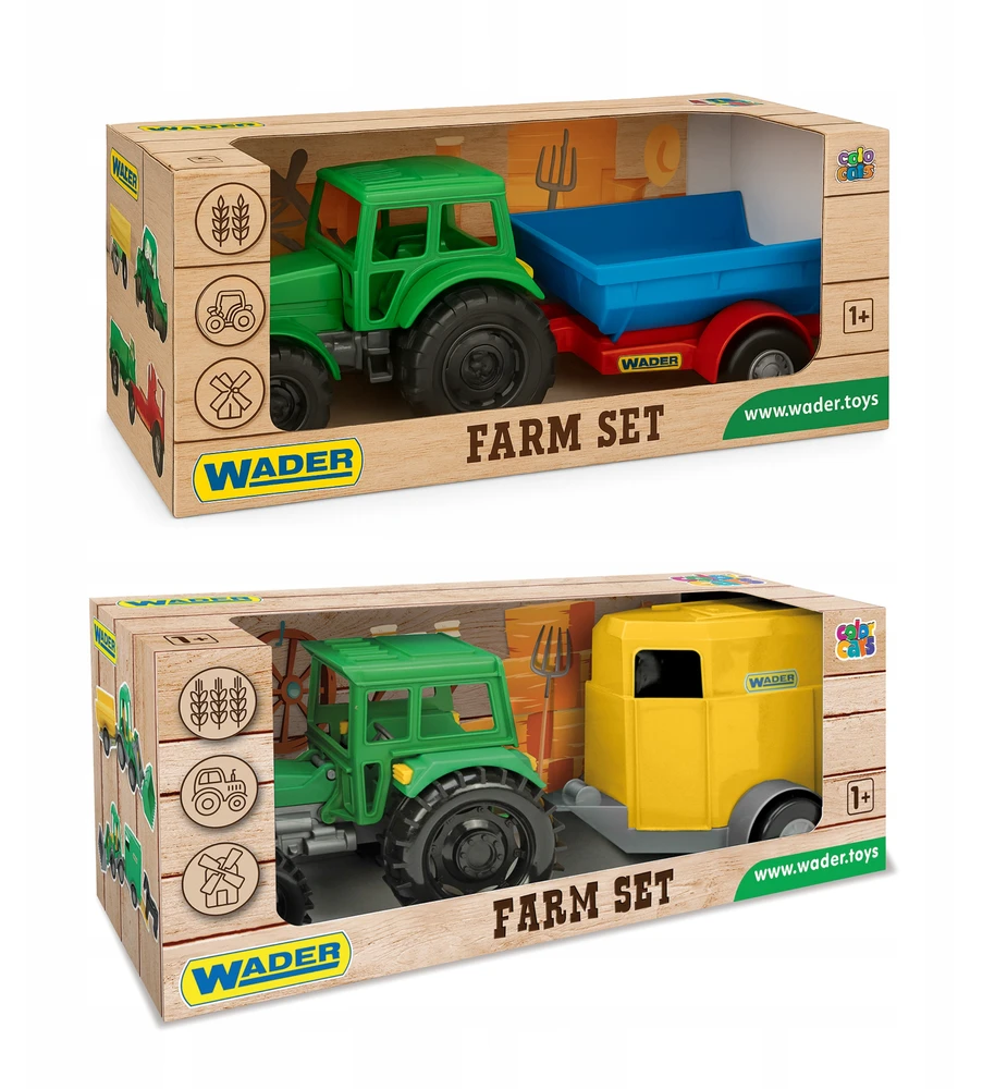 WADER 35020 Traktorius Farmer su priekaba kartoninėje dėžėje
