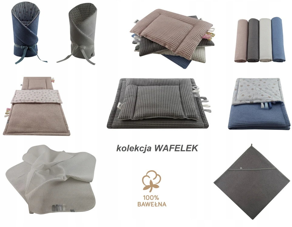 WAFELEK 50x75 baltos spalvos OLKA patalynė vaikiškam vežimėliui