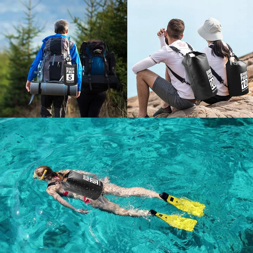 WATERPROOF BAG WATERPROOF KAYAK BAG TOURIST KUPRINĖ 20L Juodas