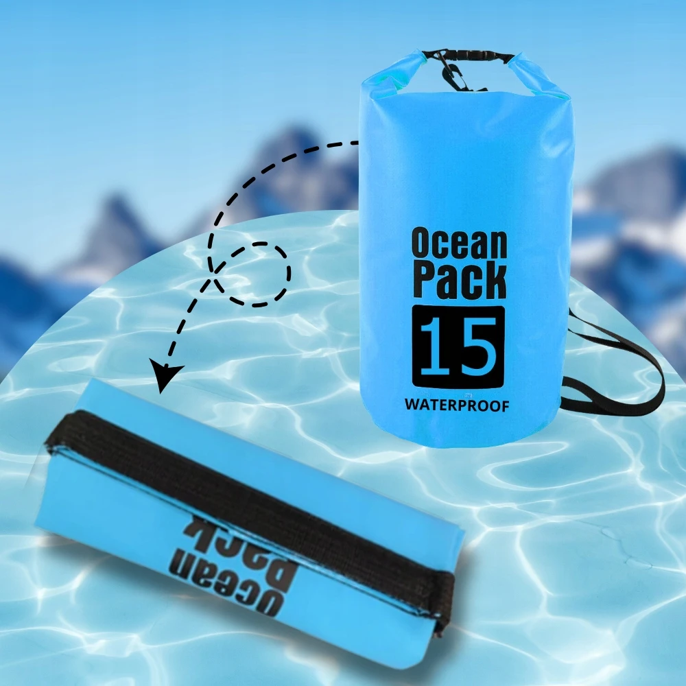 WATERPROOF BAG WATERPROOF KAYAK BAG TOURIST KUPRINĖ 15L MĖLYNA