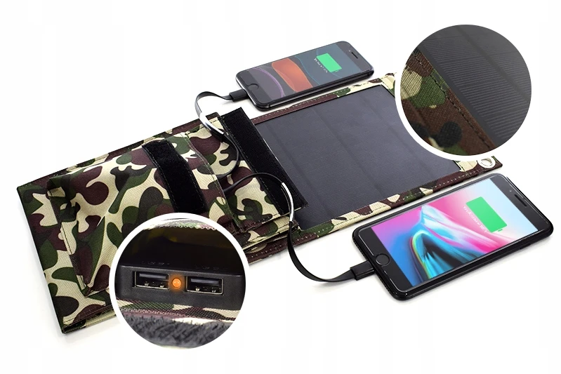 Webski SAULES KROVIMAS TELEFONUI SAULES SKYDELĖS 10W 2xUSB TRIKO SULANKSTAMAS