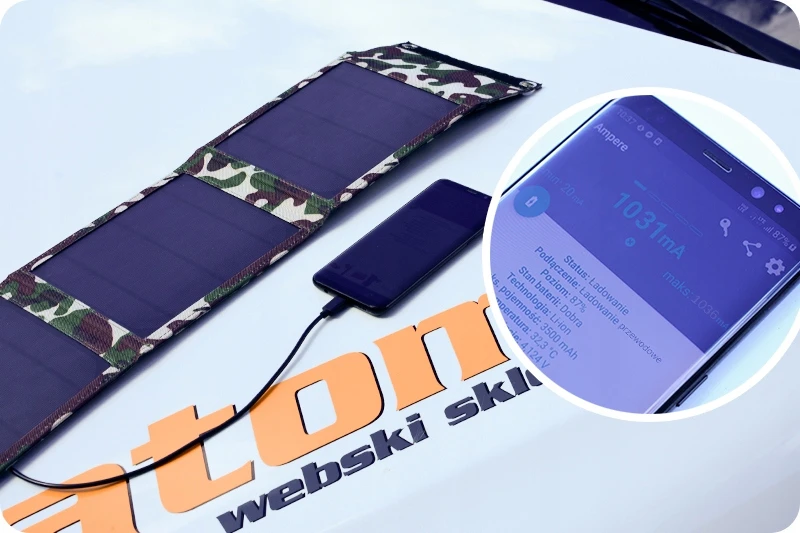 Webski SAULES KROVIMAS TELEFONUI SAULES SKYDELĖS 10W 2xUSB TRIKO SULANKSTAMAS