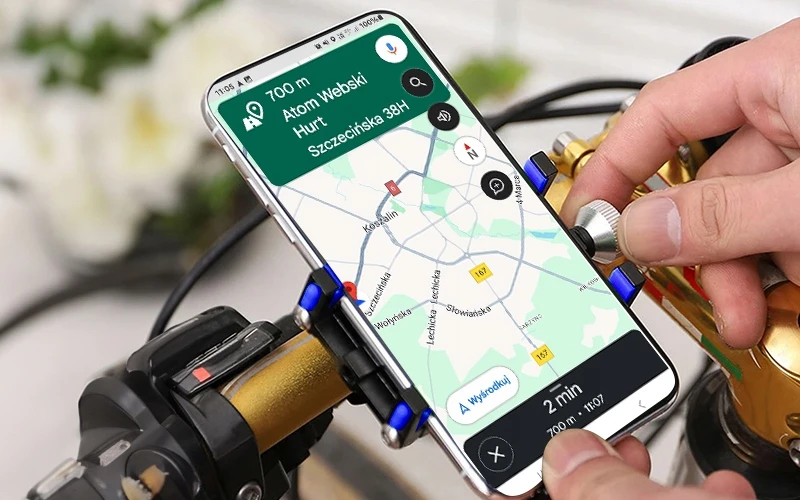 Webski Tvirtas aliuminio laikiklis telefonui ant vairo dviračiui, motociklui, elektriniam paspirtukui