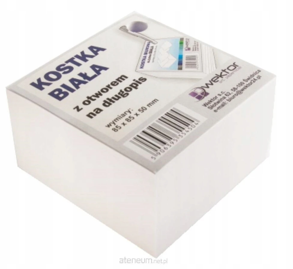 Wektor Lipnus baltas kubas 85x85mm 5cm rašiklio skylė - Vektorius