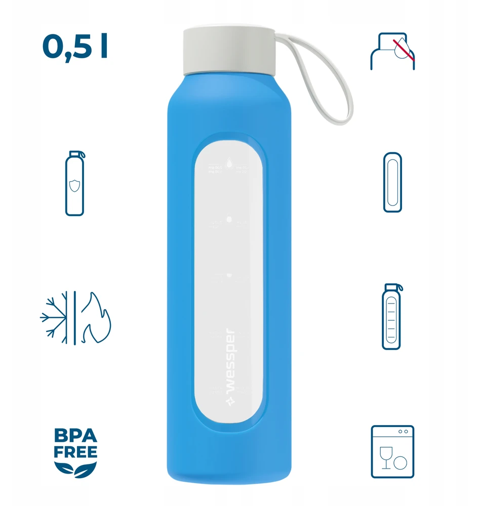 Gertuvė Wessper B1 borosilikatinis 500 ml „Ocean“ stiklinis butelis