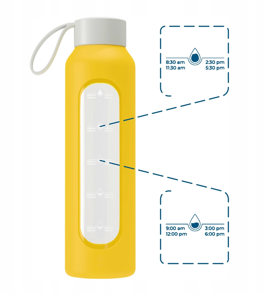 Gertuvė Wessper B1 motyvacinis 1000 ml stiklinis buteliukas su matavimo taurele, skirtas fitnesui, užplombuotas