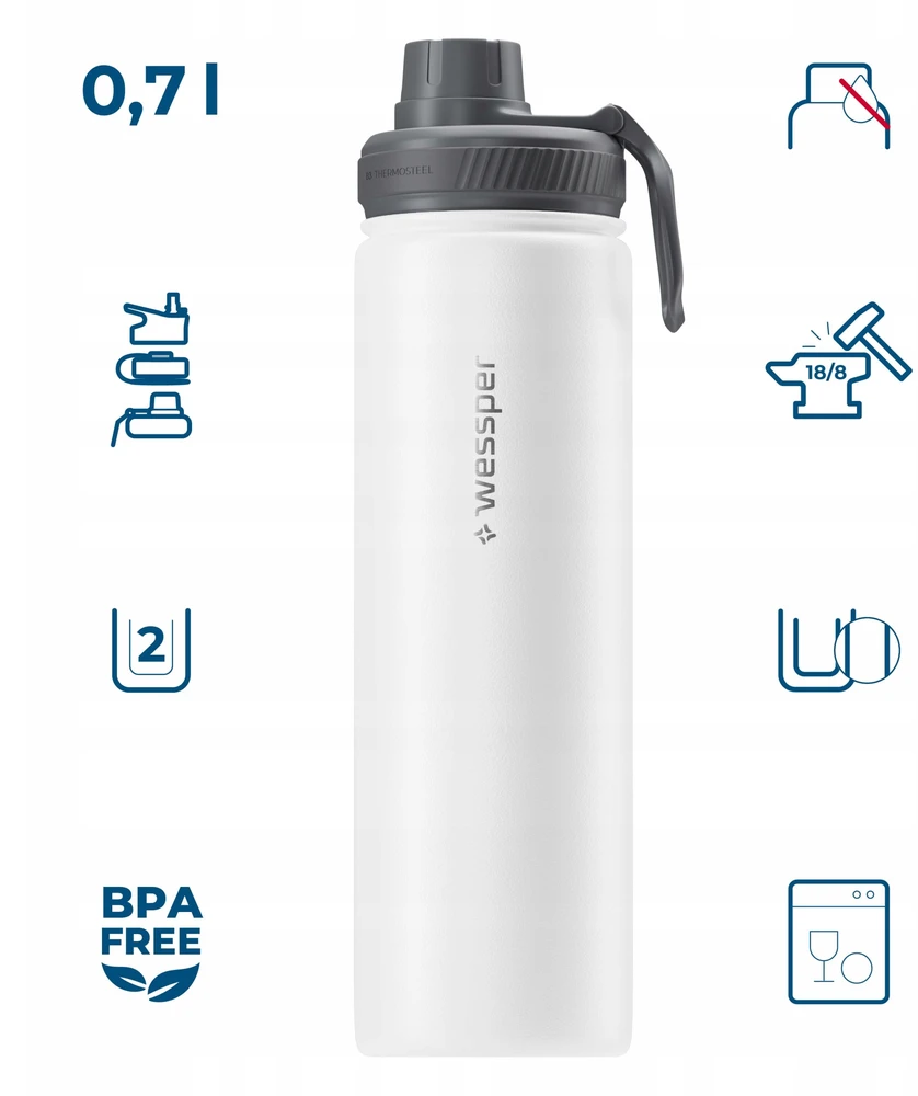 Wessper B3 THERMOSTELL termoso termoso buteliukas gėrimams iš plieno, 700 ml