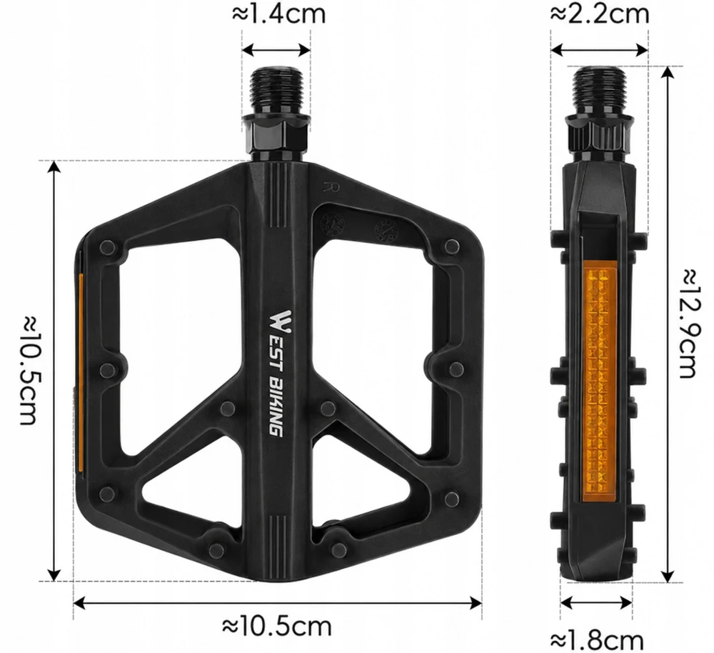 West Biking NAILONINIAI PLATFORMA DVIRAČIO PEDALAI LENGVI UNIVERSALIEJI VAKARŲ DVIRAČIO PEDALAI