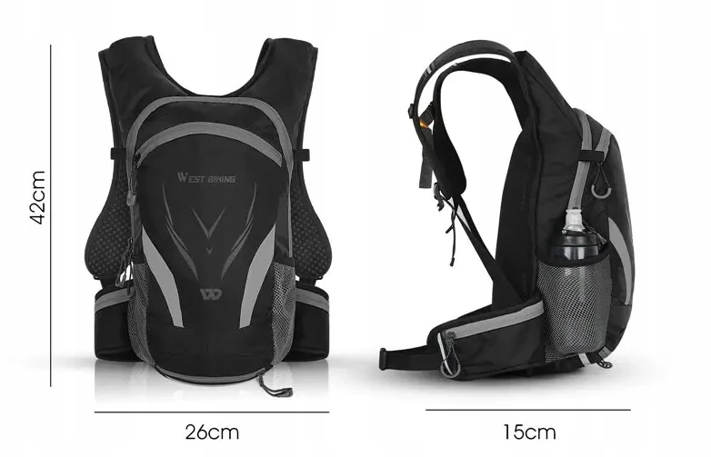 West Biking Sportinė dviračio kuprinė bėgimo dviračiui, super lengva, 16 L, pilka