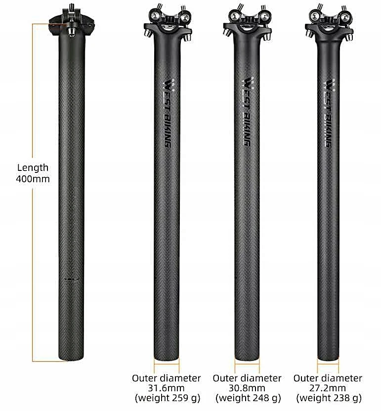 WESTBIKING Lengvas anglies stulpelis, 27,2 / 400 mm / 238 g