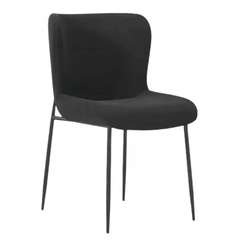 Westwing Collection Tess juodos spalvos minkšta kėdė su metalinėmis kojomis