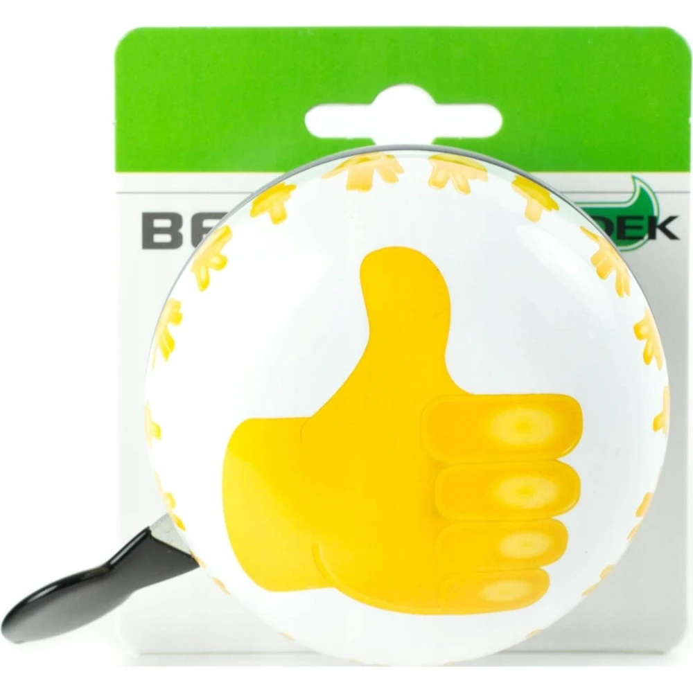 Widek Dviračio skambutis Emoji - Dviračių mada - 80 mm skersmuo - Balta/Geltona - Emoji raštas - Thumbs Up modelis