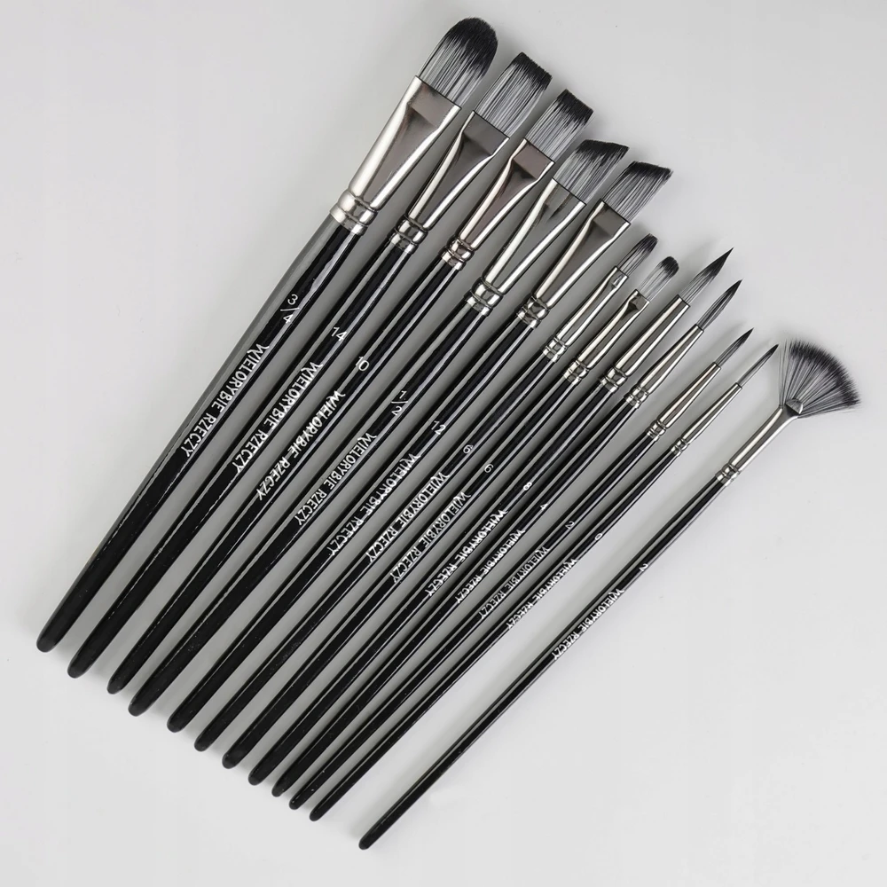Wielorybie Rzeczy Nylon Artistic Paint Brushes ventiliatorių rinkinys 12vnt