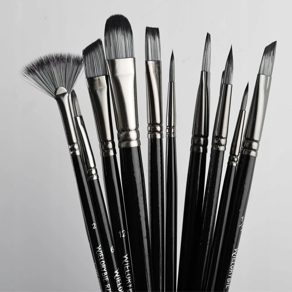 Wielorybie Rzeczy Nylon Artistic Paint Brushes ventiliatorių rinkinys 12vnt