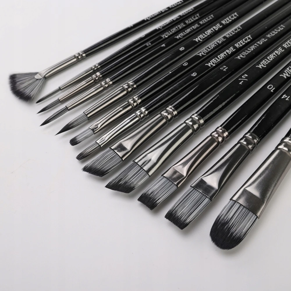 Wielorybie Rzeczy Nylon Artistic Paint Brushes ventiliatorių rinkinys 12vnt