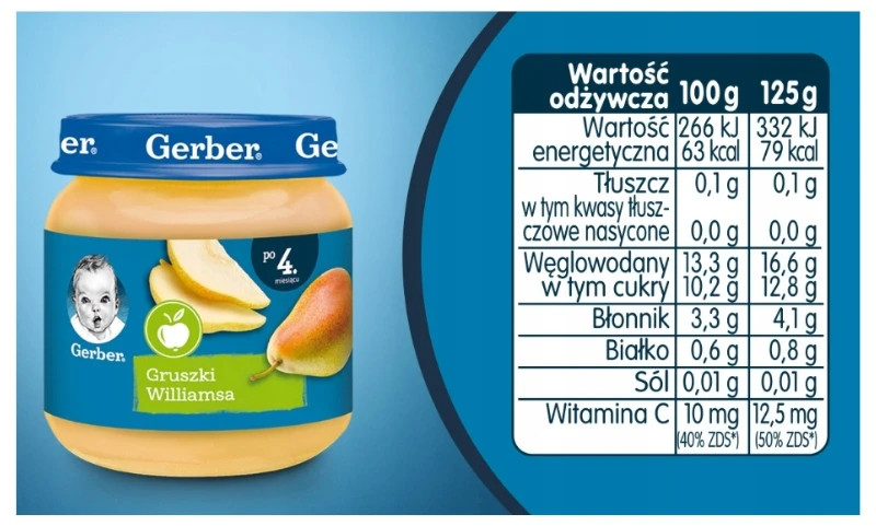 Williams Pear desertas 125 g Gerber