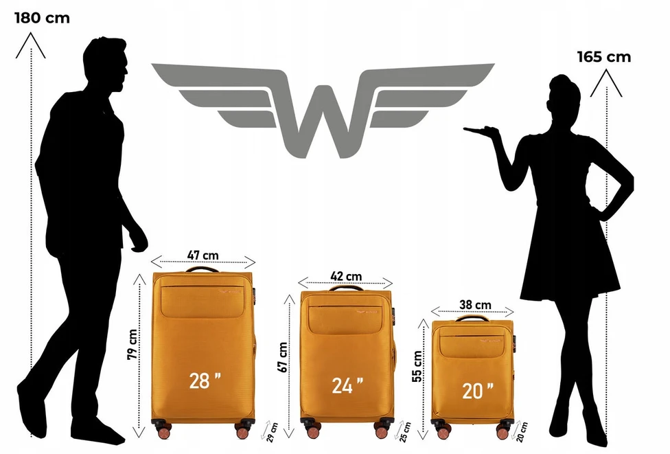 WINGS MINKŠTAS lagaminas, VIDUTINIS M, ŠVIESUS, TALPA, 75L, IŠPLĖTUS, 4 RATAI, TRN01Y