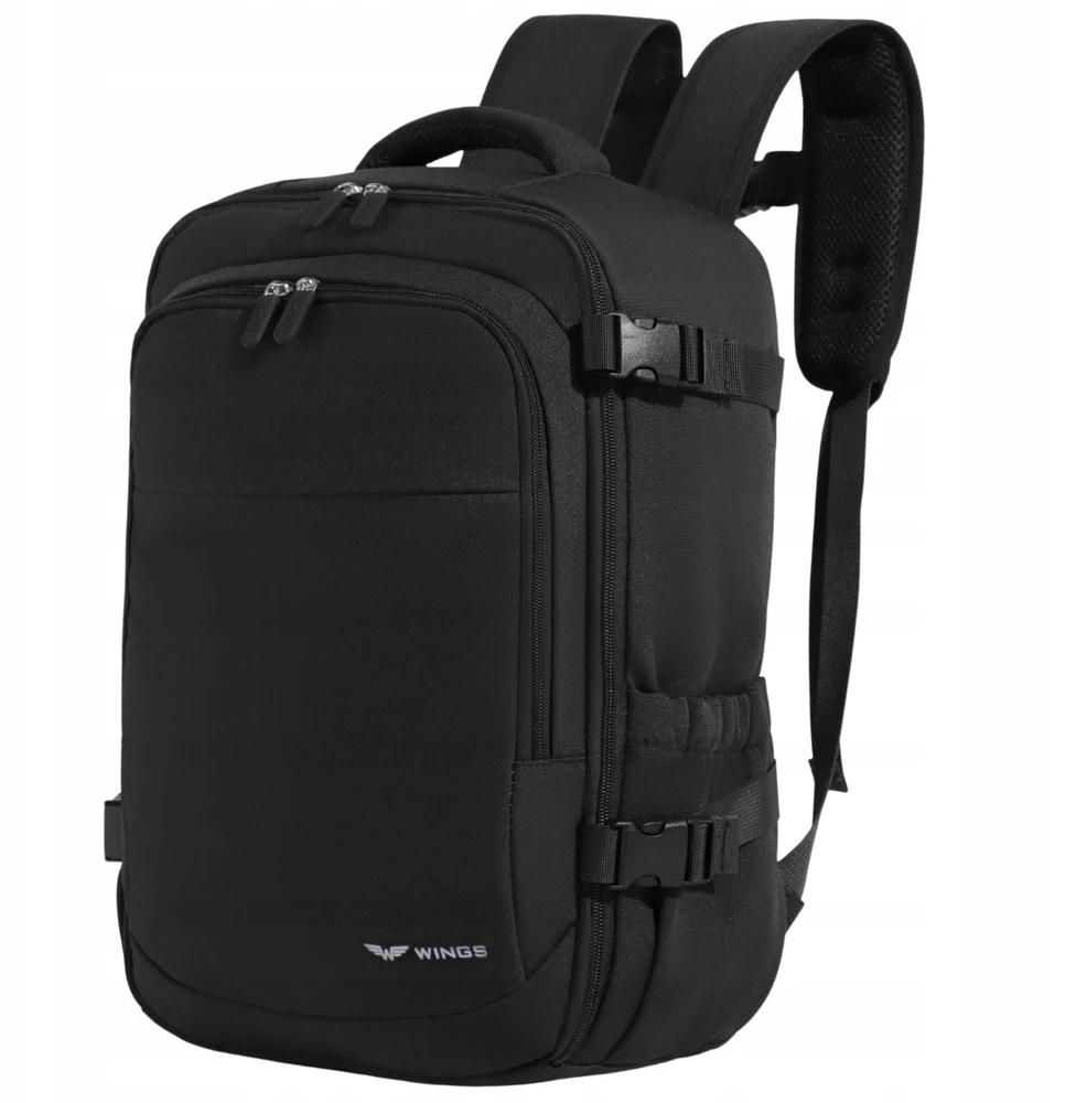 WINGS rankinis bagažas 40x25x20 cm juodos spalvos – kelioninė kuprinė su ventiliuojama nugara ir 20L talpa