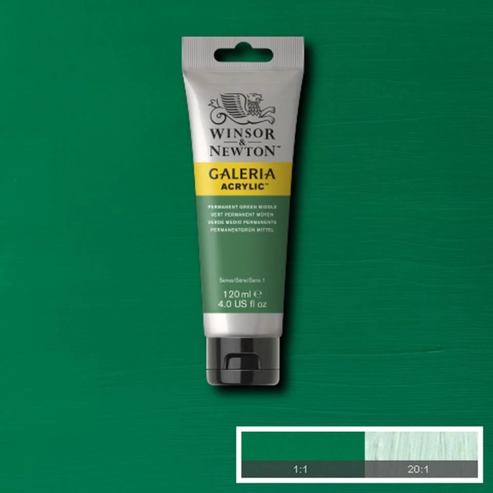 Winsor Newton Akriliniai dažai Galeria 120 ml - 484 Permanent Žalias Medium