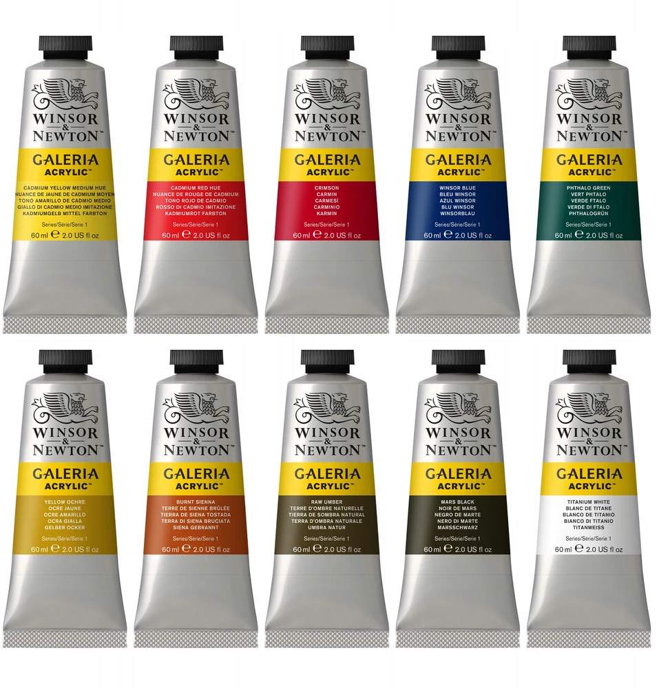 Winsor Newton Akriliniai dažai Galeria Winsor&newton, 10 spalvų, 60 ml