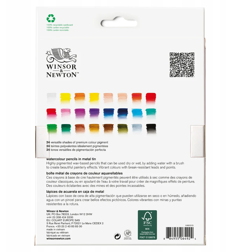 Winsor Newton Akvarelinis pieštukas W&amp;N Studio 24vnt. metaline dežute