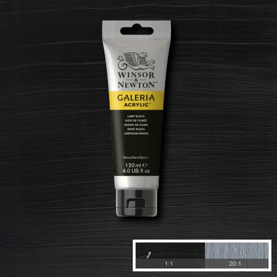 Winsor & Newton Galeria Akriliniai Dažai 120 ml - Lempos Juodi