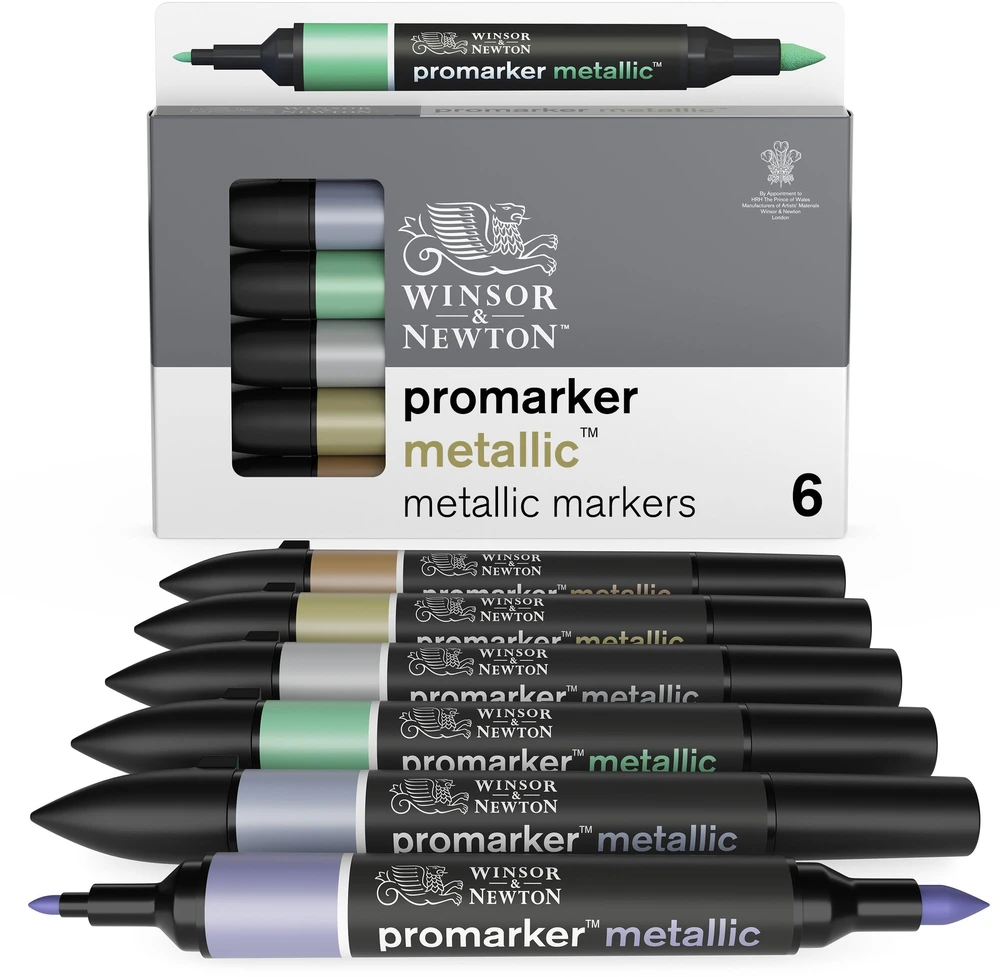 Winsor Newton Promarker Metallic Tones 6 spalvų markerių rinkinys
