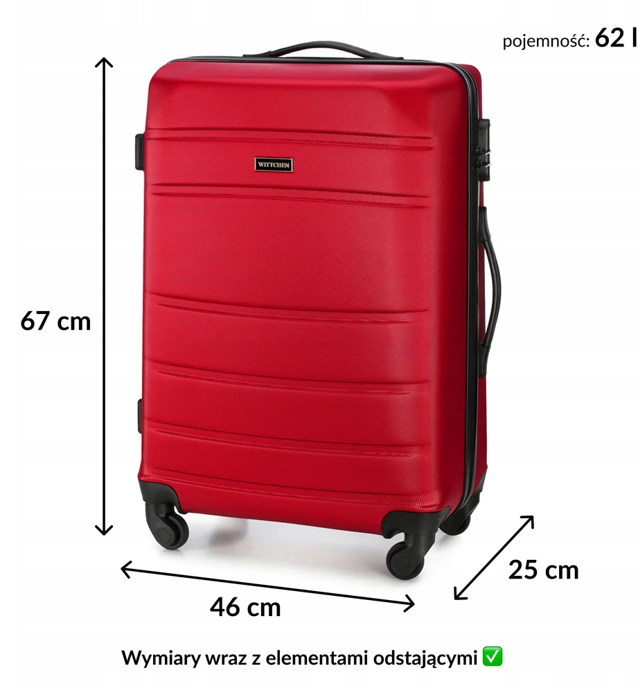 WITTCHEN Globe Line vidutinis lagaminas 56-3A-652-35 raudonas