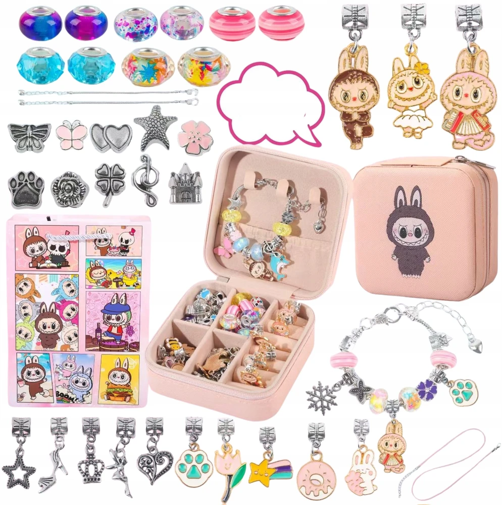 WKS Charms Beads Labubu papuošalų apyrankių kūrimo rinkinys vaikams