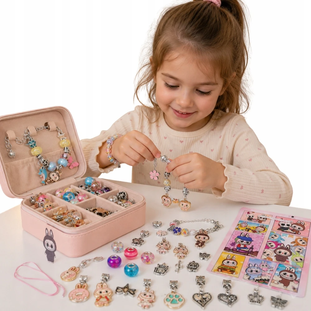 WKS Charms Beads Labubu papuošalų apyrankių kūrimo rinkinys vaikams